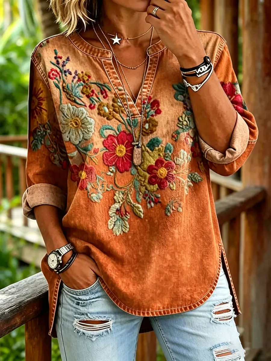 Women'S Casual Floral Print Top