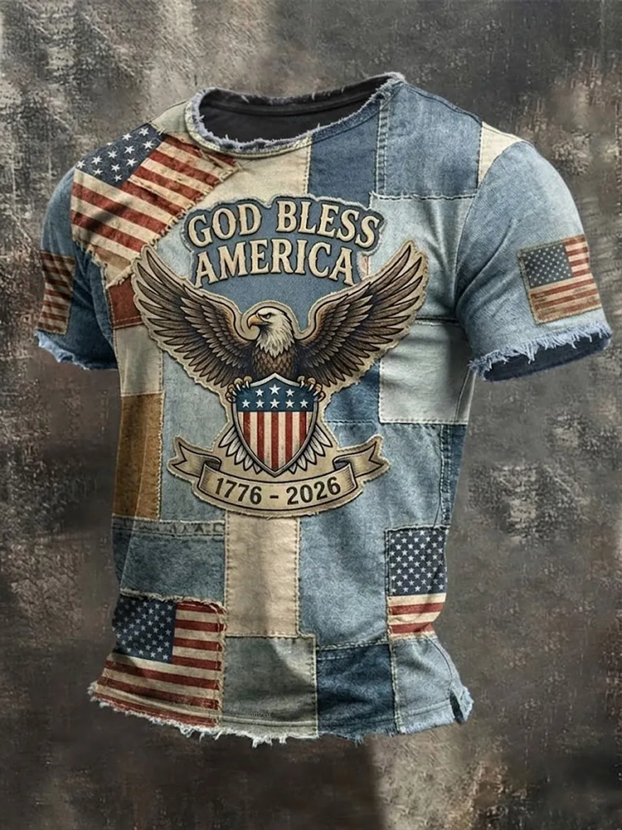 Men'S America Flag Printed Casual T-Shirt