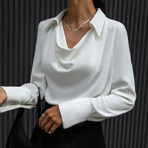 Cowl Neck Long Sleeve Blouse