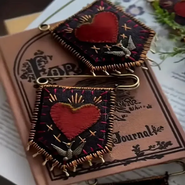 Mini Heart Hand Embroidery Creative Brooch