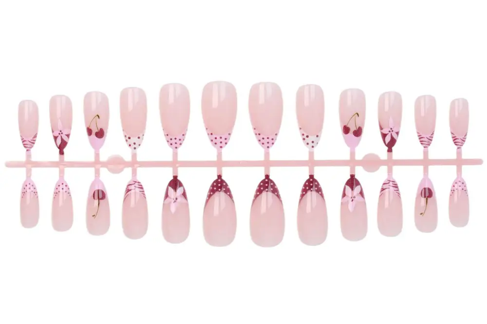 Nailhour 24Pcs Autumn 3D Floral French Medium Almond Press On Nails