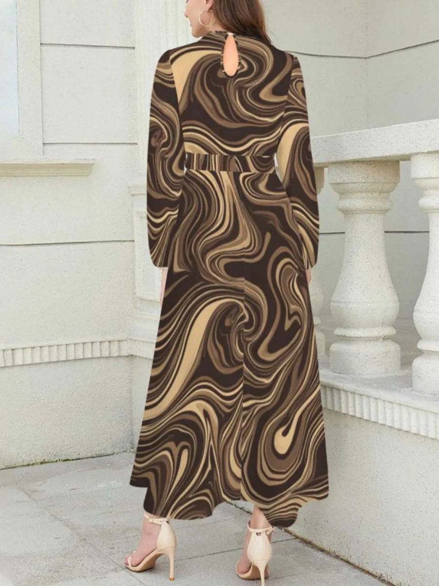 Art Swirl Printed Casual Dress