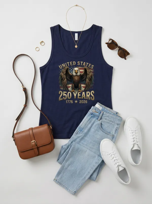 Women's 250th Anniversary USA Eagle Flag Printed Tank Top