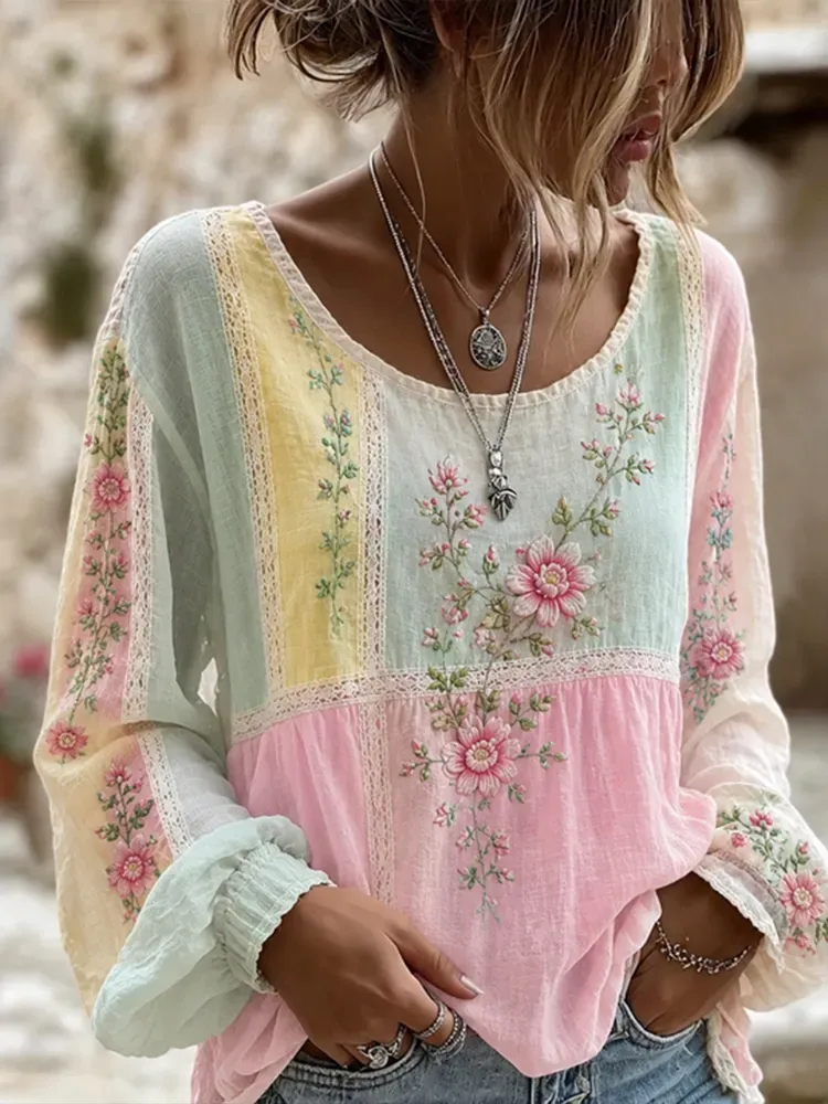 Women'S Floral Art Print  Top