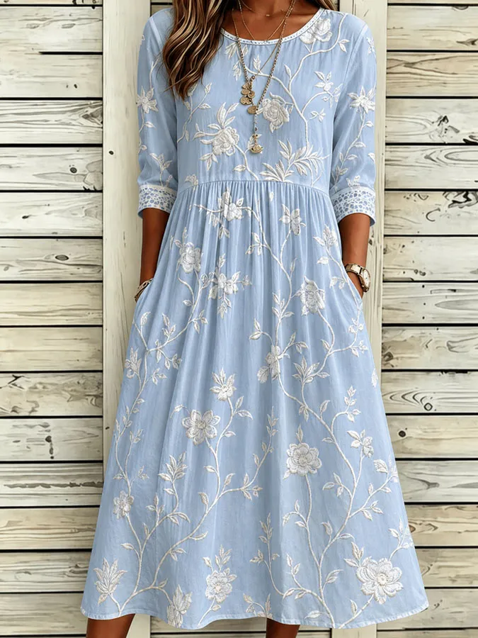 Women'S Casual Plant Flower Art Print Art Casual Dress