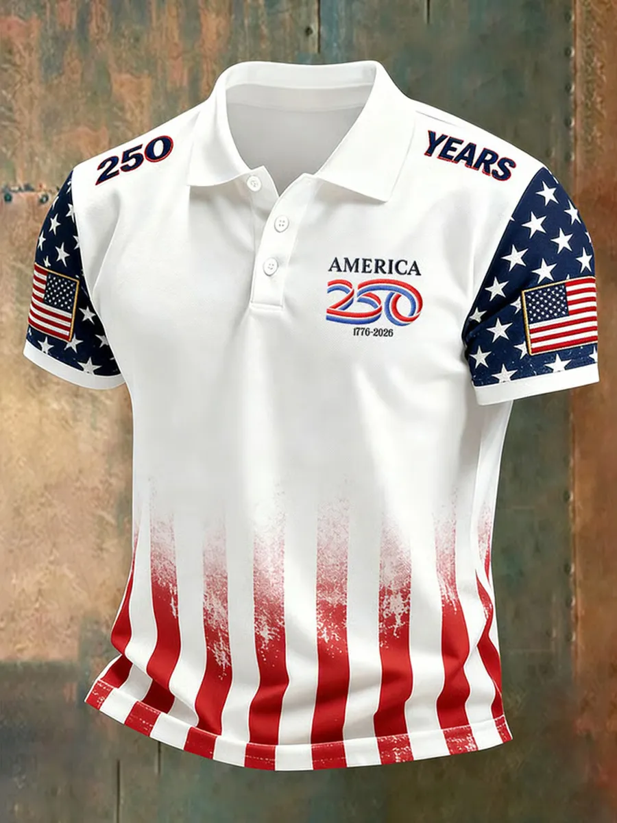 Men's Casual America 250 Printed Polo Shirt