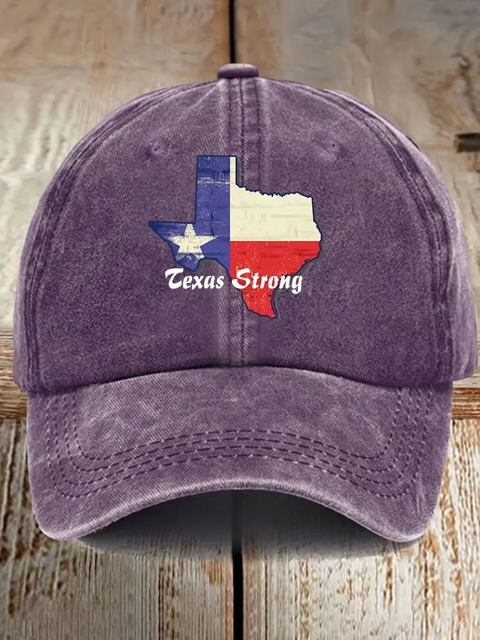 Retro Texas Strong Print Baseball Cap