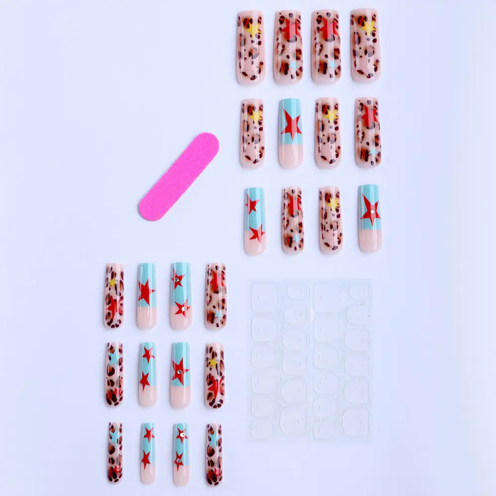 Nailhour 24Pcs Long Square Y2K Wild Star Press On Nails