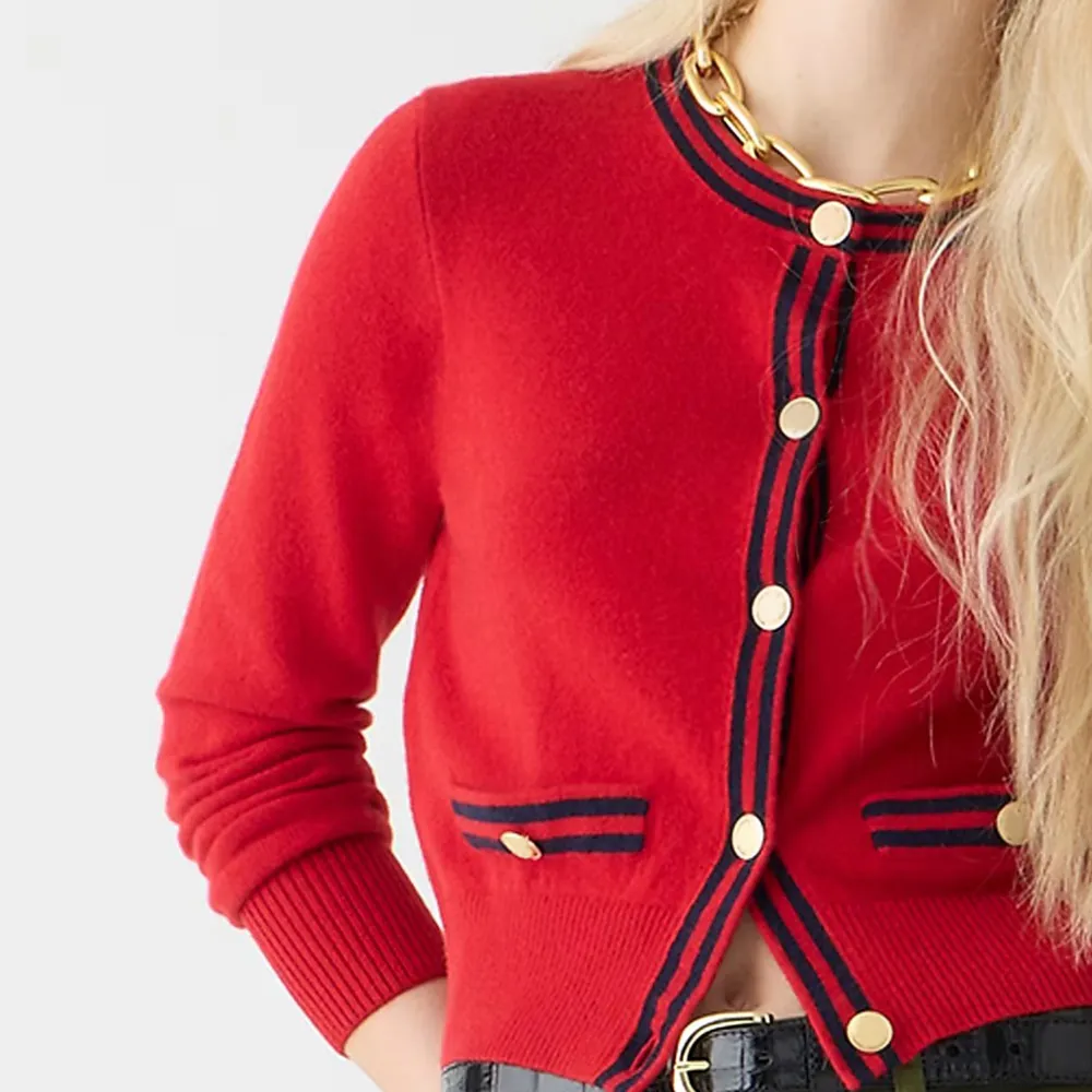 Cashmere Contrast Trim Cardigans