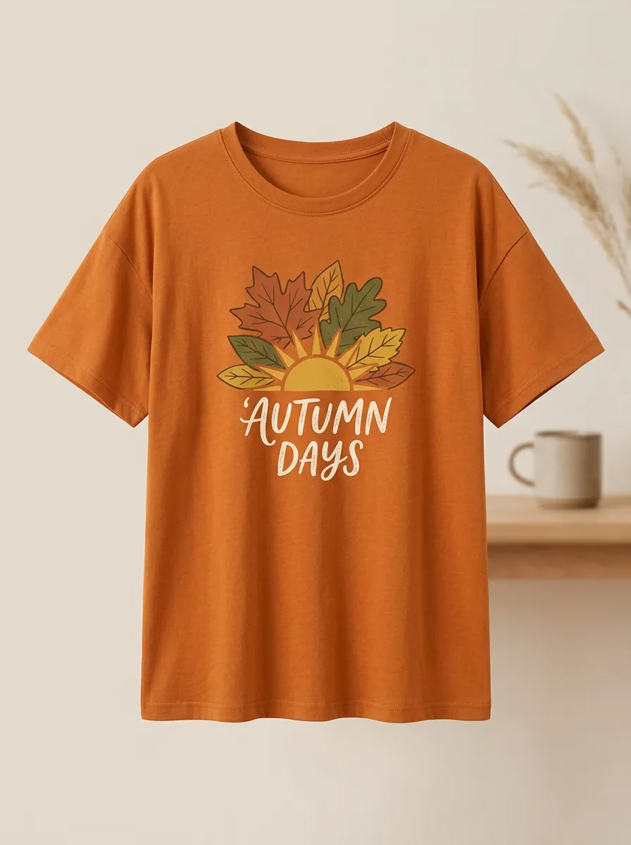 Relaxed Leaves Sun Printed Women's Graphic T-Shirt
