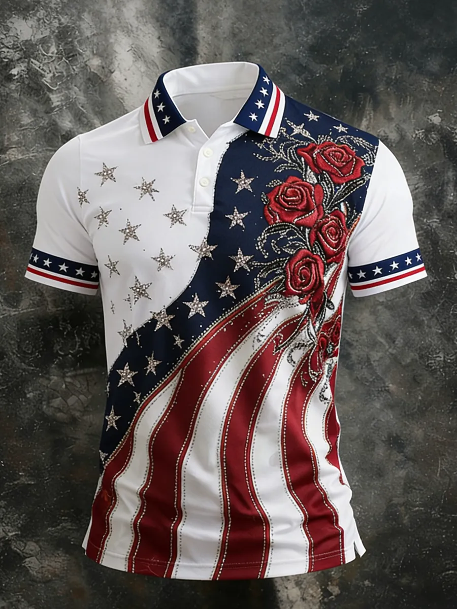 Men's Casual American 250th Anniversary Print Crew Neck Short Sleeve T-Shirt
