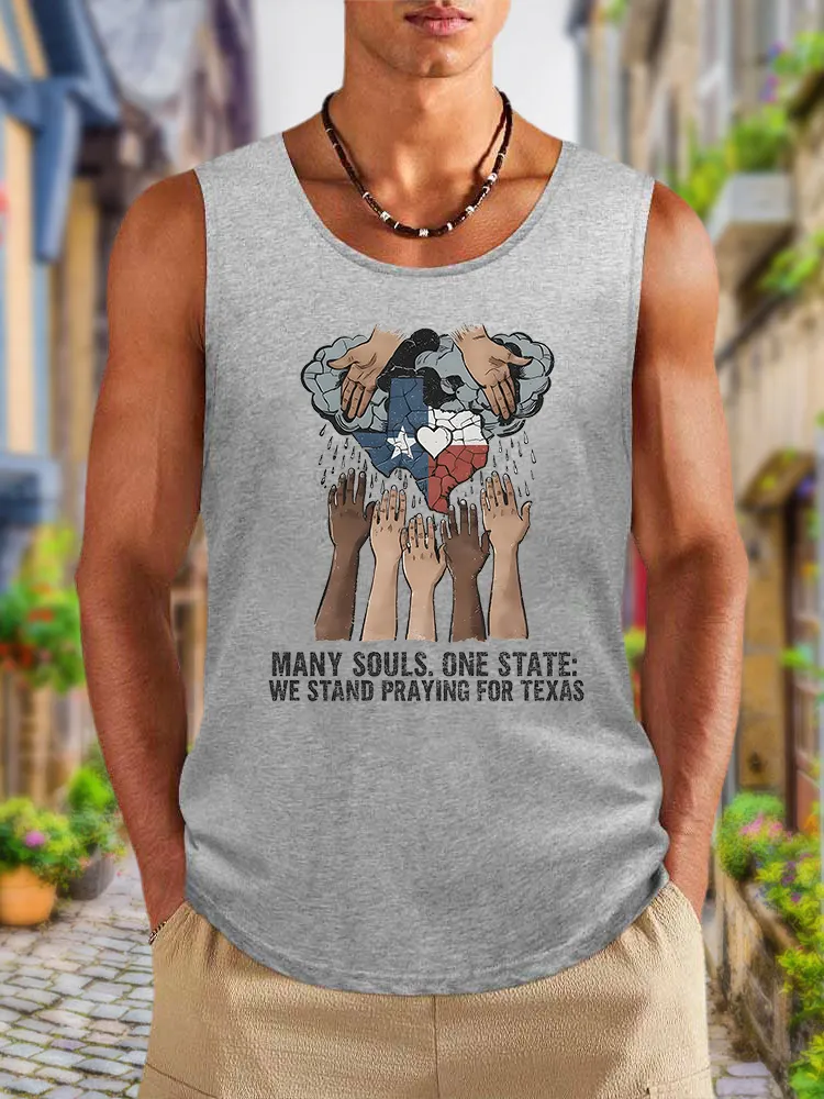 Men'S Simple Style WE STAND PRAYING FOR TEXAS Leisure Crew Neck Vest