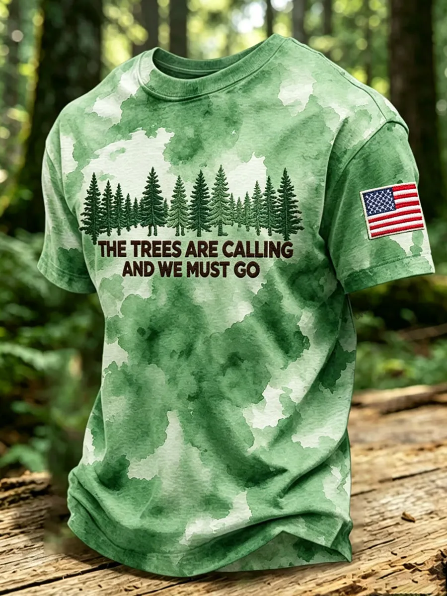 Men's The Trees Are Calling And We Must Go Printed Casual T-Shirt