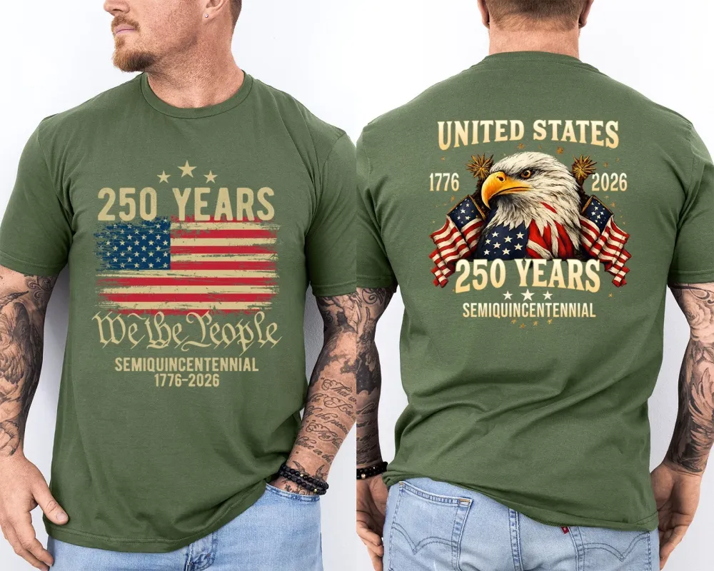 Men'S Casual American 1776-2026 Anniversary Printed Short Sleeved T-Shirt