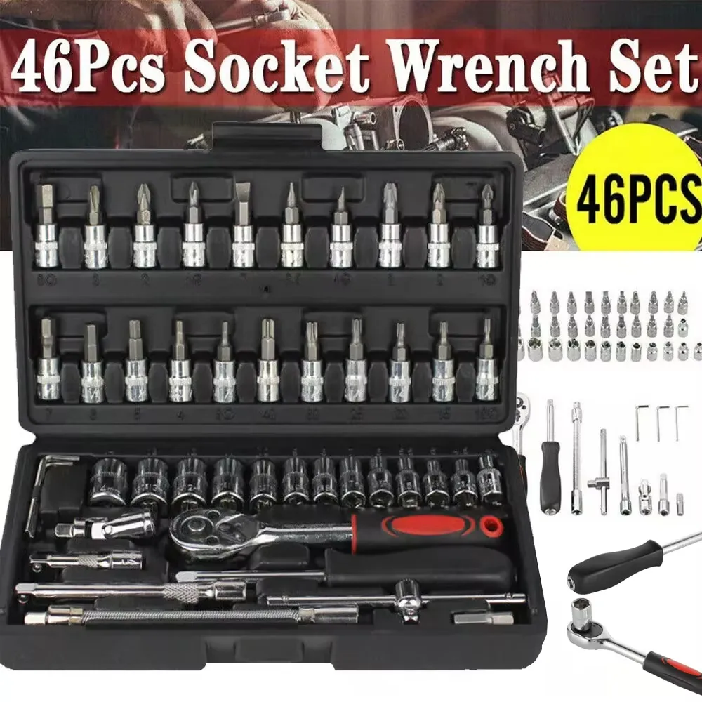 46 Pcs Socket Wrench Mechanic Tool Set