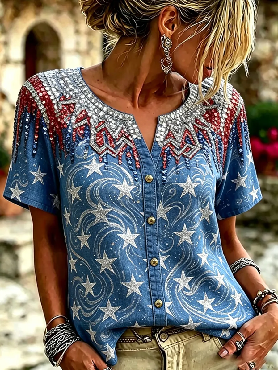 Women's casual printed top