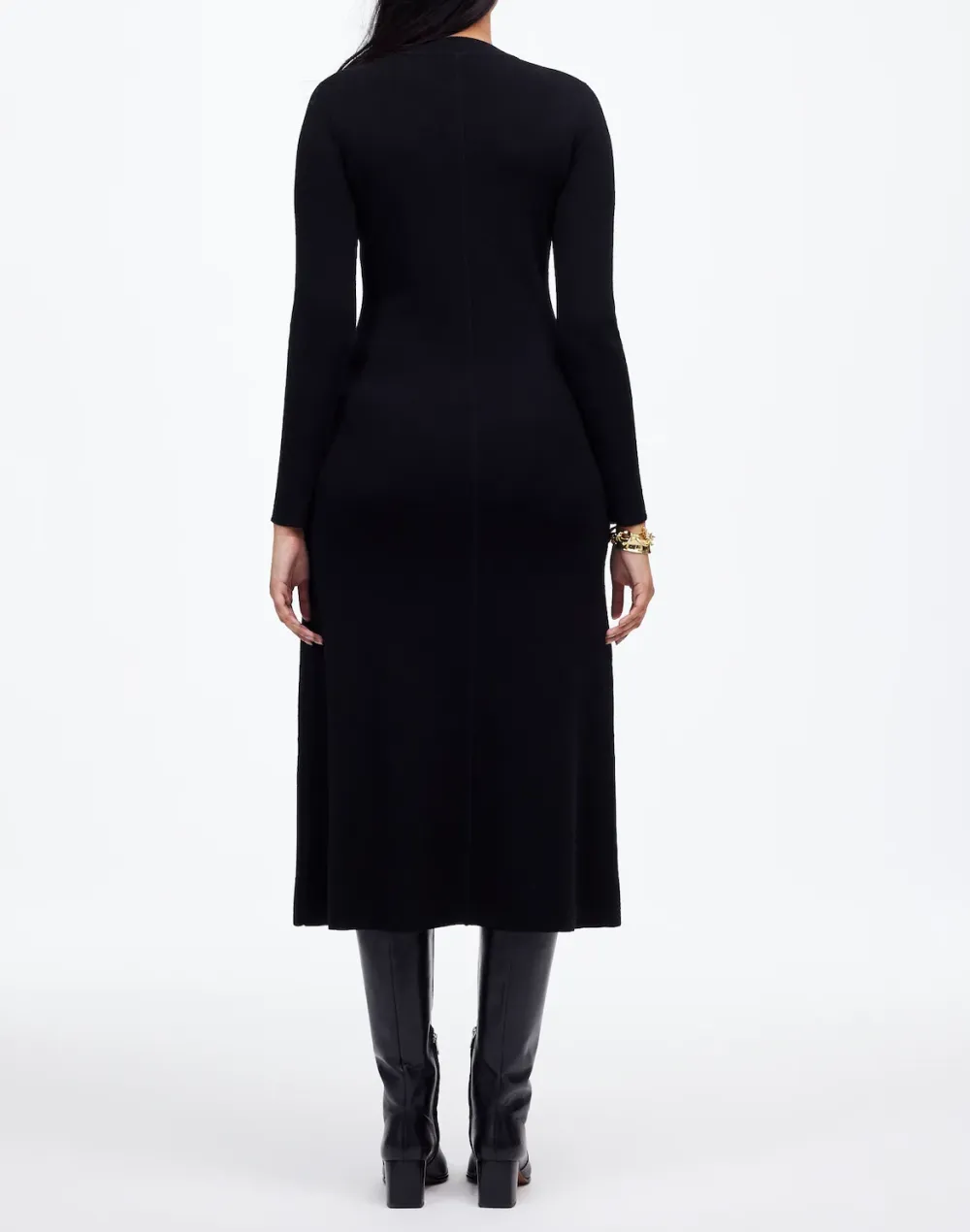 Black Wool Sweater Midi Dresses