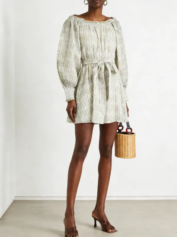 Casual Printed Long Sleeve Mini Dress
