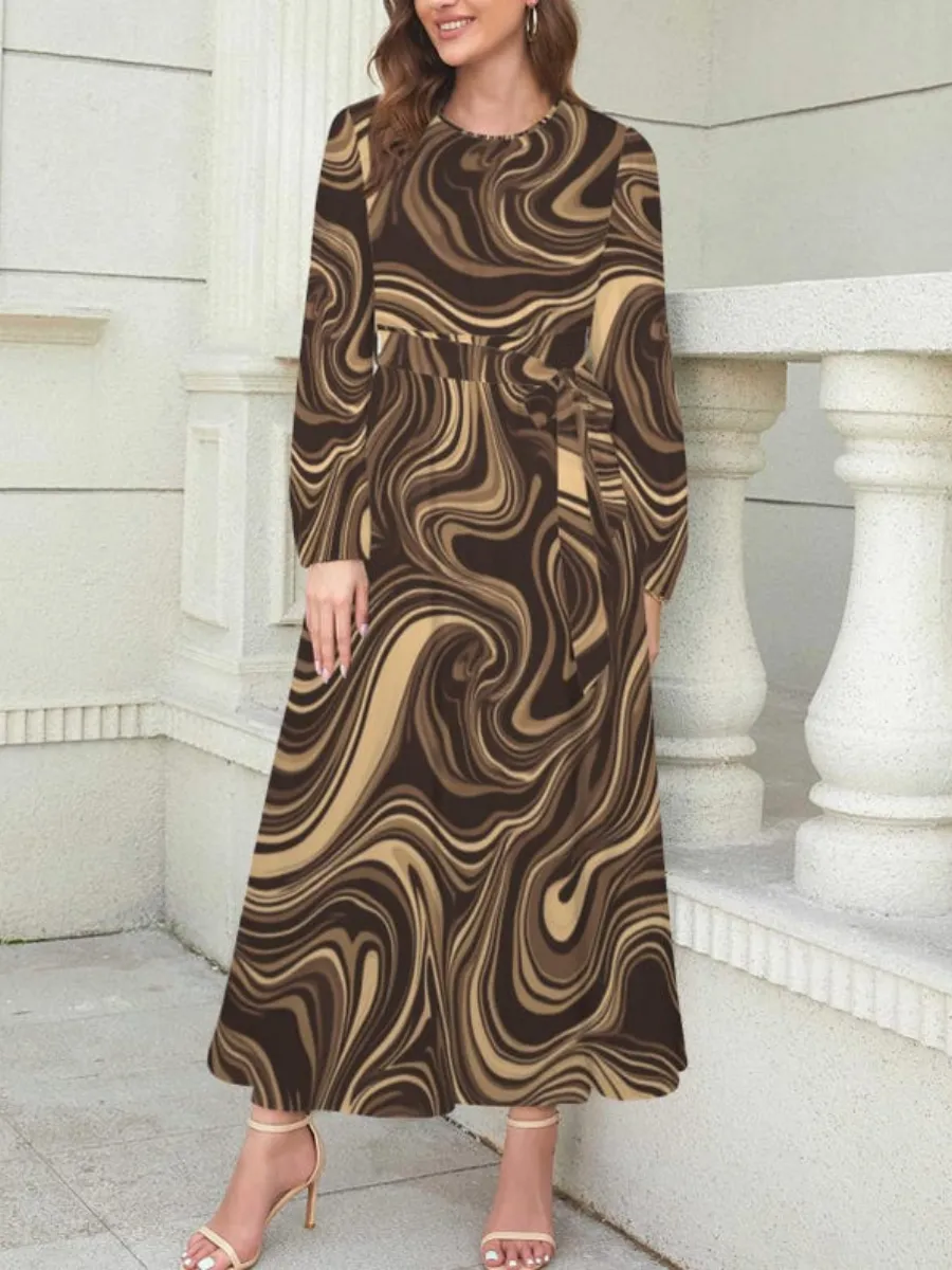 Art Swirl Printed Casual Dress