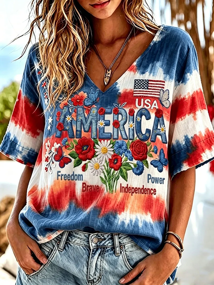 Women'S 250 Years Art Print V Neck Top