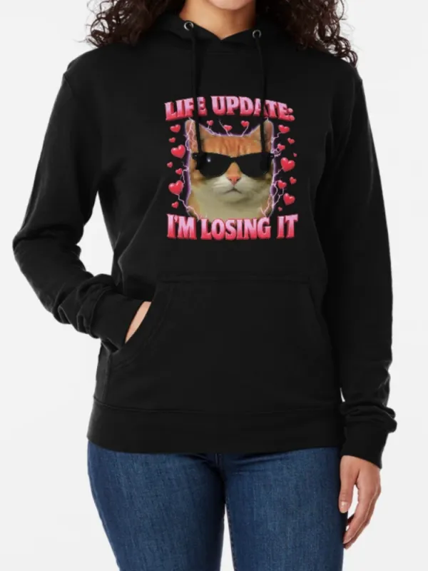 Humorous Cat Meme Graphic Hoodie