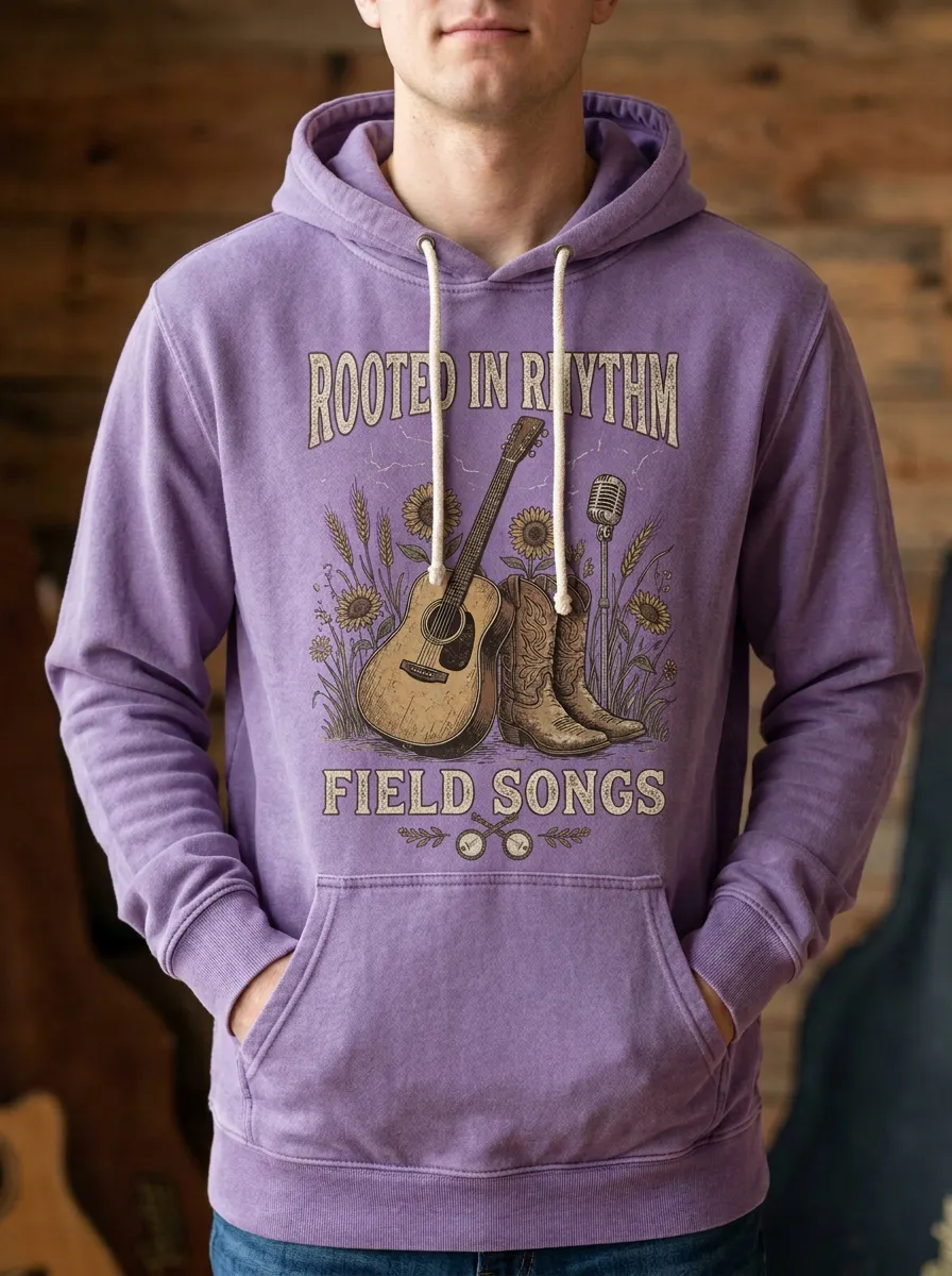 Guitar Sunflower Men's Country Music Pullover Hoodie