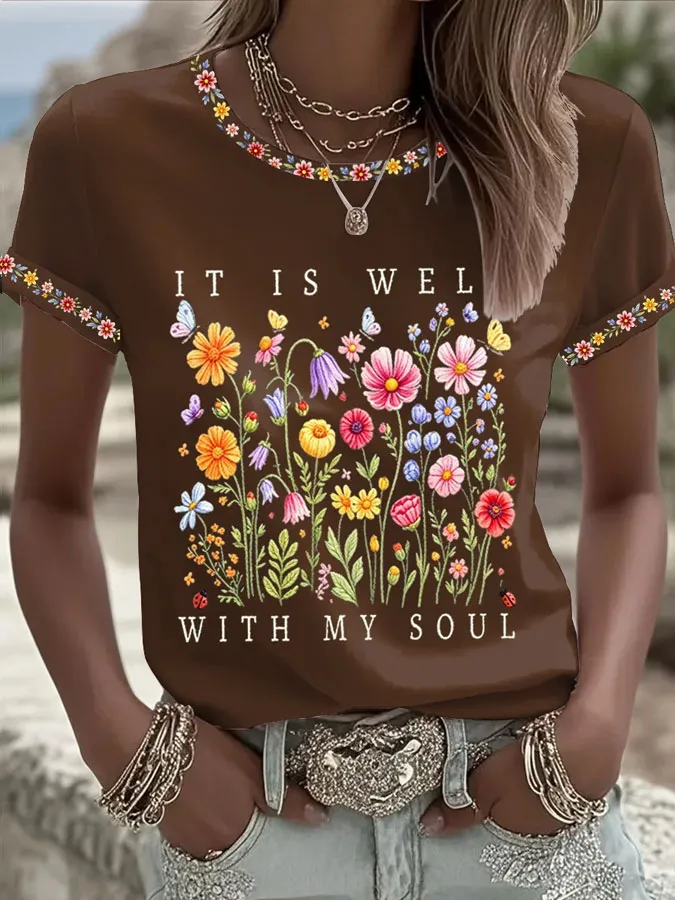 Women's Faith Print Casual T-shirt