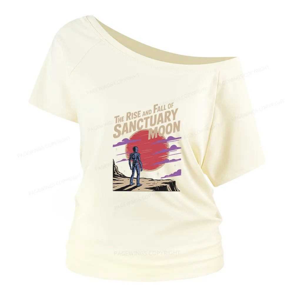 Sunset Cloud Print Off Shoulder T-shirts