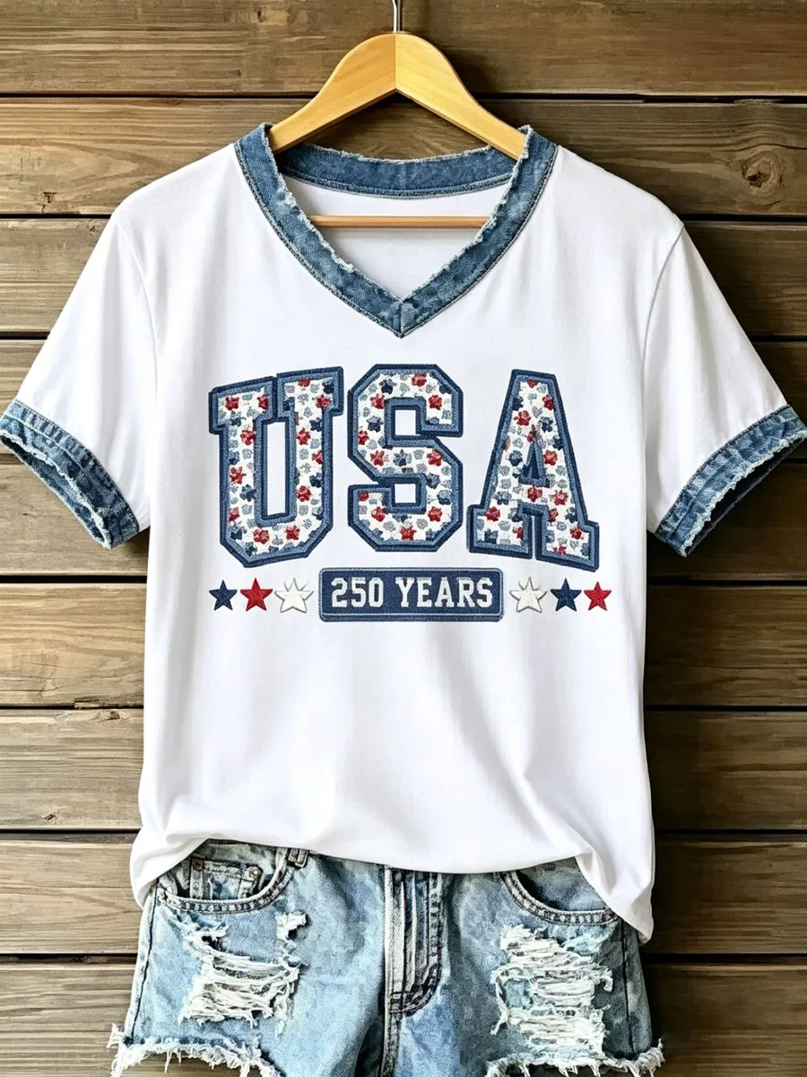 Women'S America 250Th Anniversary  V-Neck T-Shirt