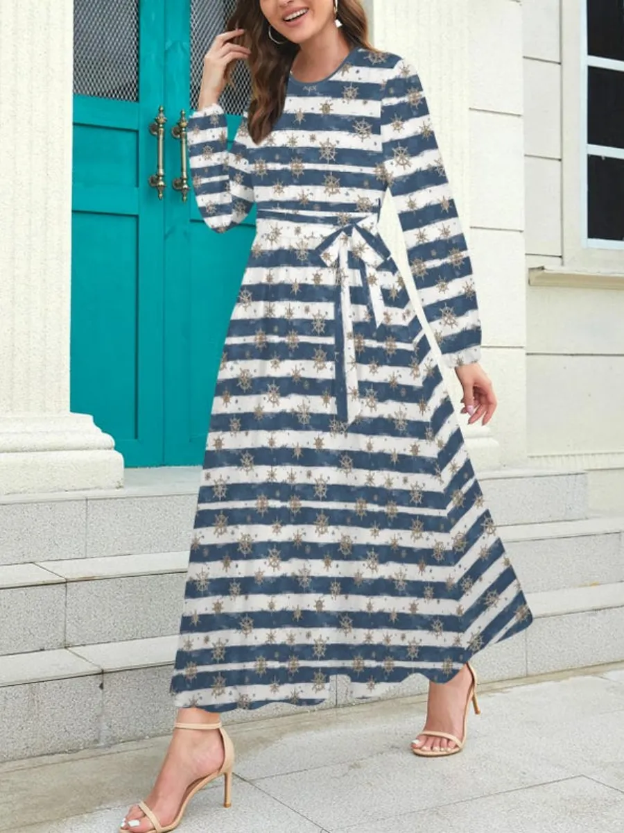Striped and Helm Printed Dress