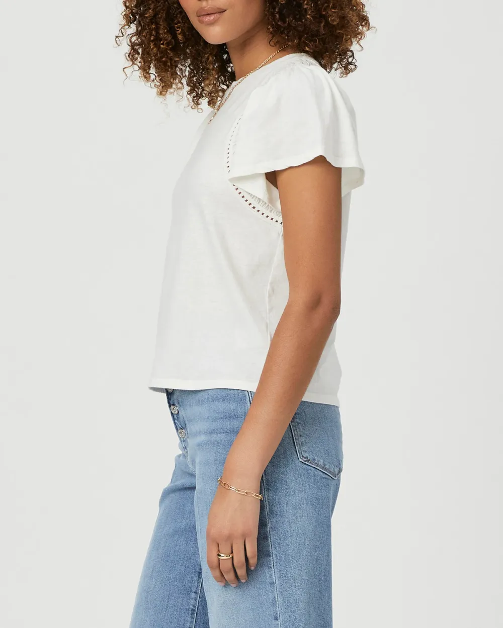 White Flutter Sleeve Paisley Print Top