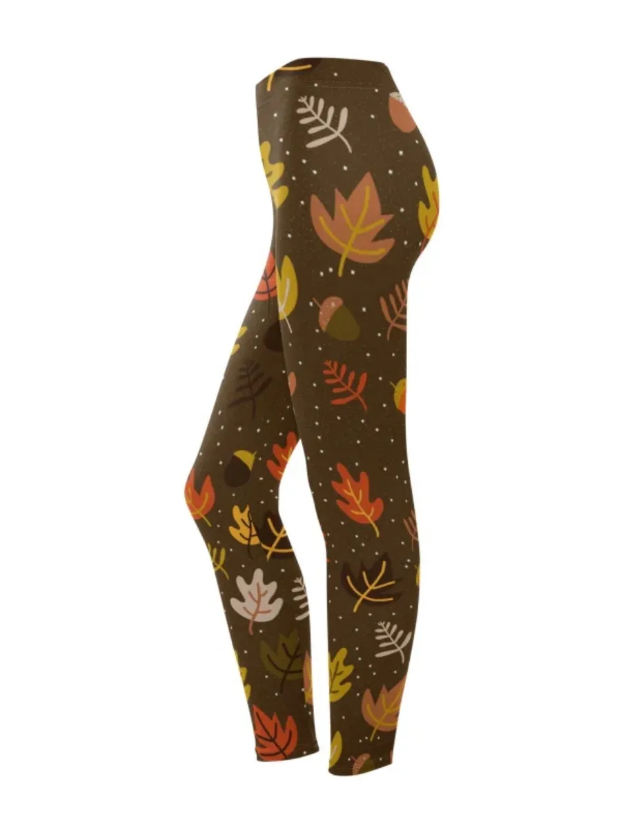 Cozy Leaf Print Leggings