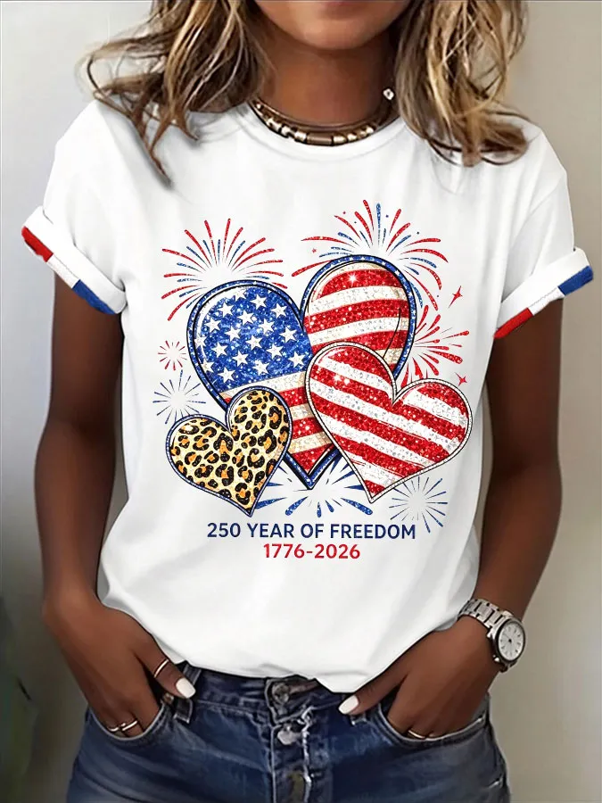 Women's USA Printed Casual T-shirt