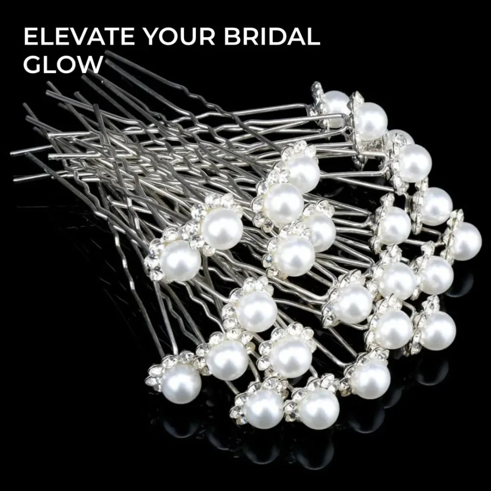 Forty-Piece U-Shaped Pearl Metal Hair Clips Set