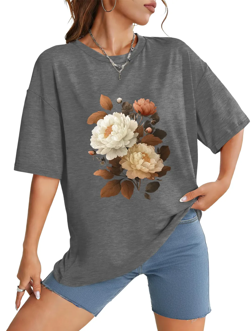 Flower Clusters Print T-shirt