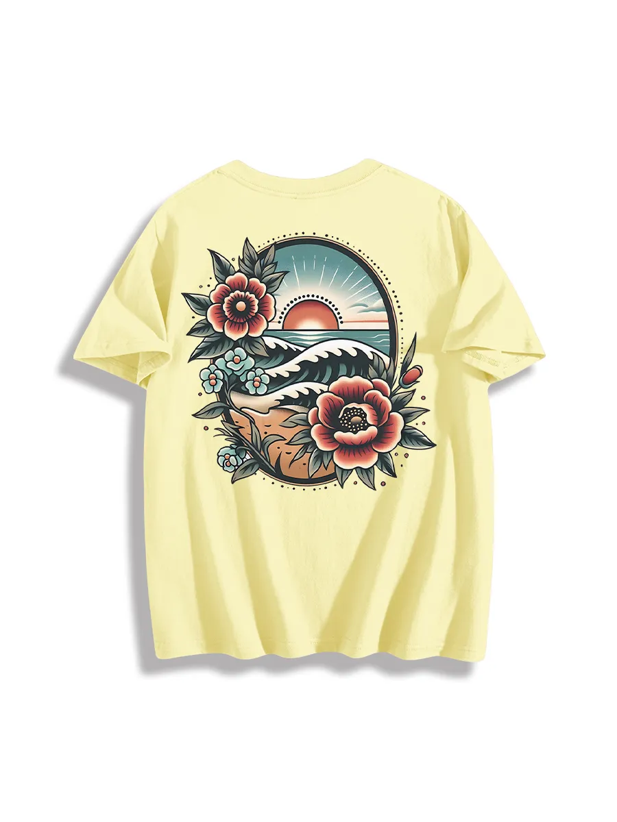 Floral Wave Design T-Shirts