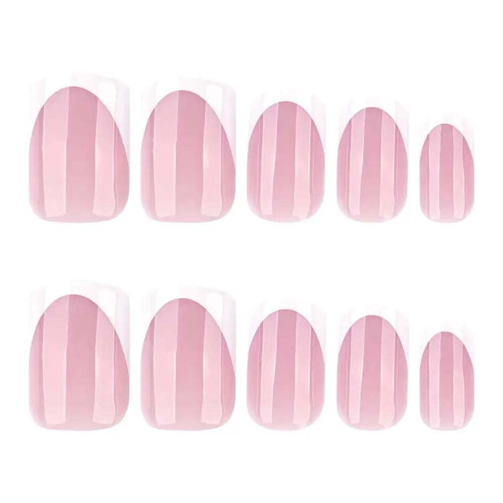 Nailhour 24Pcs French Medium Square Sweet Daily Press On Nails