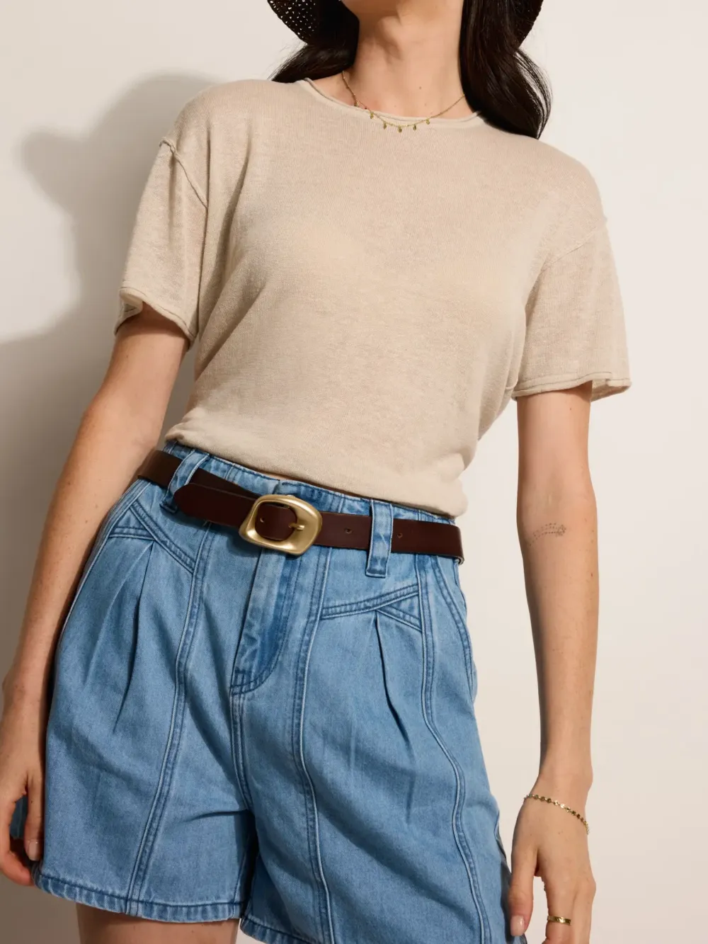 Mid Wash Denim Shorts
