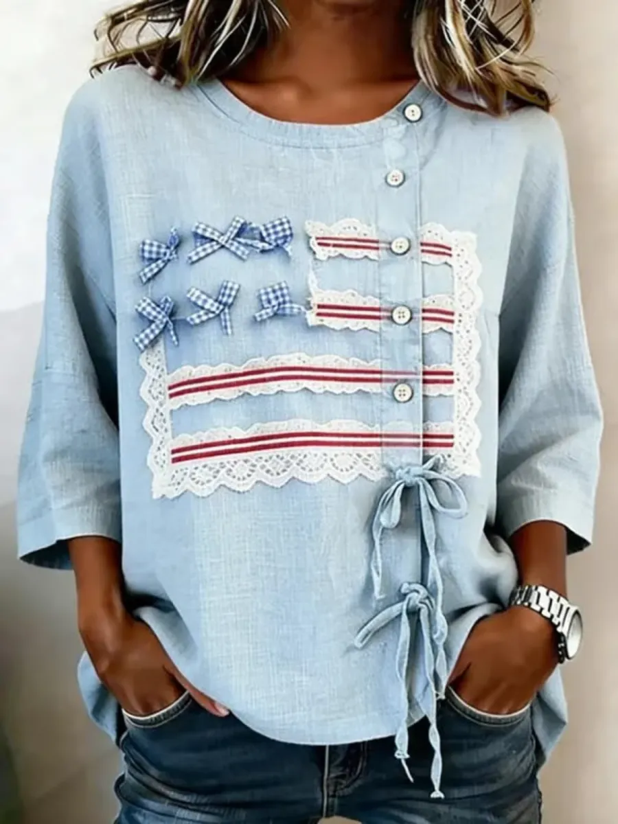 Women's 250th Anniversary Button and Lace Top