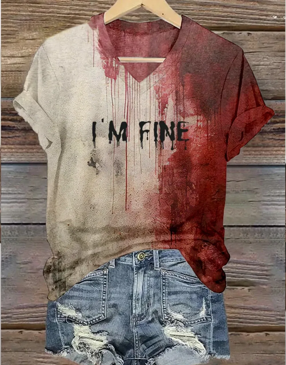 2025 Halloween Women Covered By The Blood of Jesus Bloody Print T-shirt