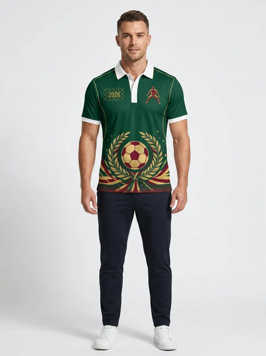 Men's Soccer Fan 2028 Goalkeeper Laurel Printed Polo Shirt