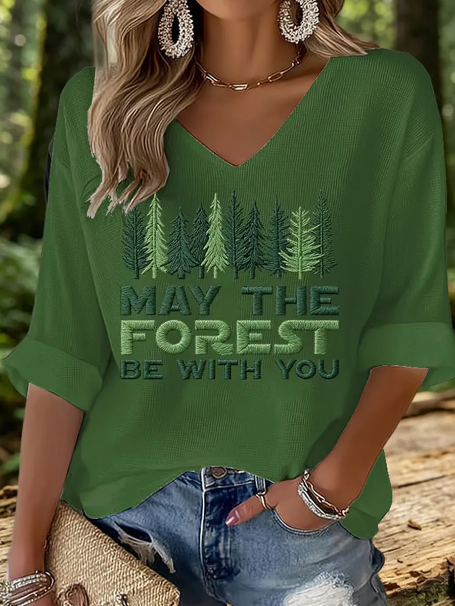 Women's May The Forest Be With You Print Top