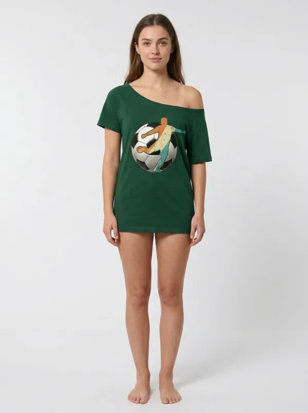Women's Soccer Lover Retro Player Ball Printed T-shirt