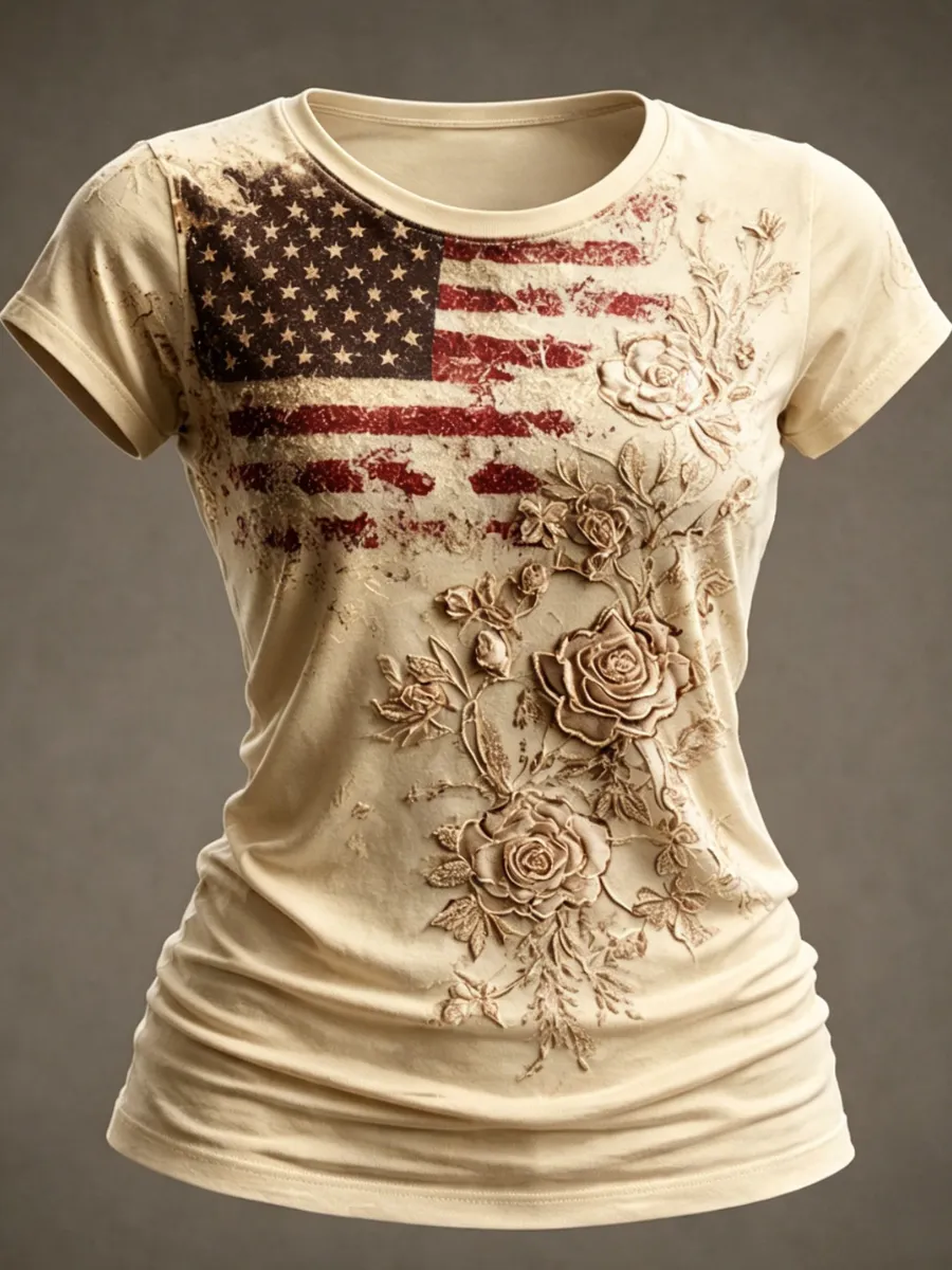 Women's USA 1776-2026 Print Casual T-Shirt