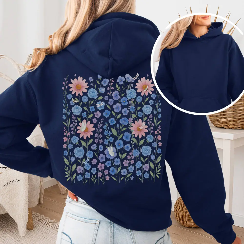 Blue Wildflower Hoodie