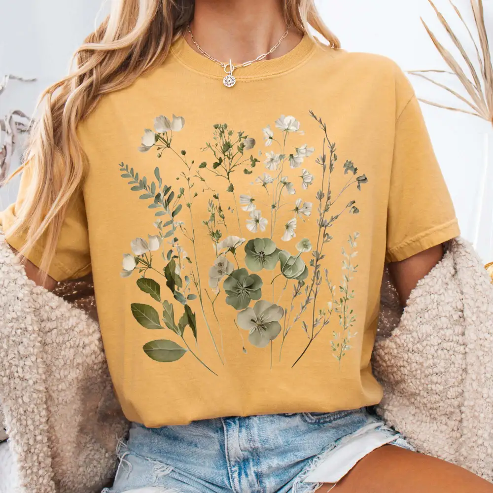 Sage And White Wildflower Shirt
