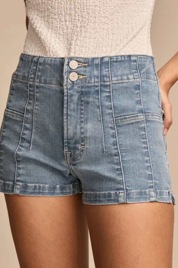 Blue Cotton High Rise Shorty