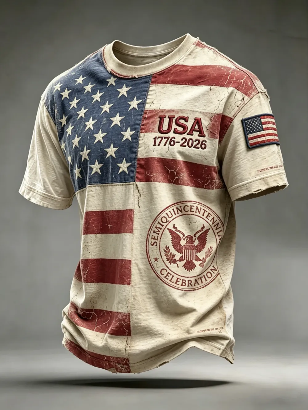 Men'S Casual American 250Th Anniversary Celebration Commemorative Printed Short Sleeved T-Shirt