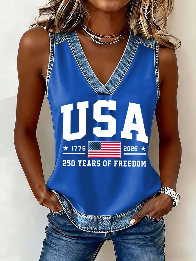 Women'S Flag Printed Casual Vest