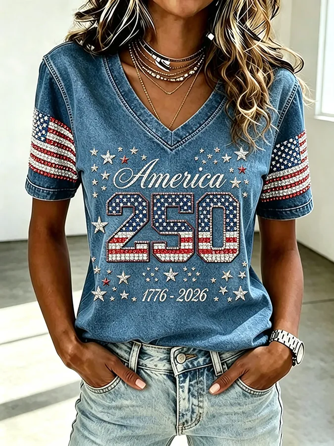 Women'S 250th Anniversary Printed Casual T-Shirt